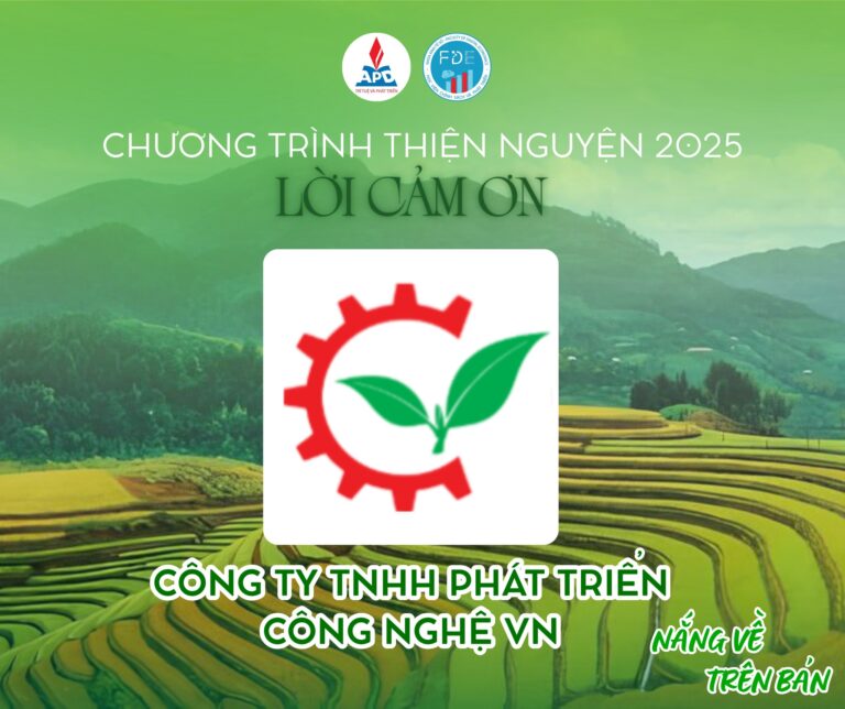LỜI CẢM ƠN NHÀ TÀI TRỢ VÀNG – CÔNG TY TNHH PHÁT TRIỂN CÔNG NGHỆ VN – NẮNG VỀ TRÊN BẢN 2025